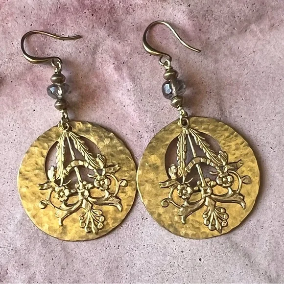 Handmade gemstone nouveau earrings. - Picture 5 of 9